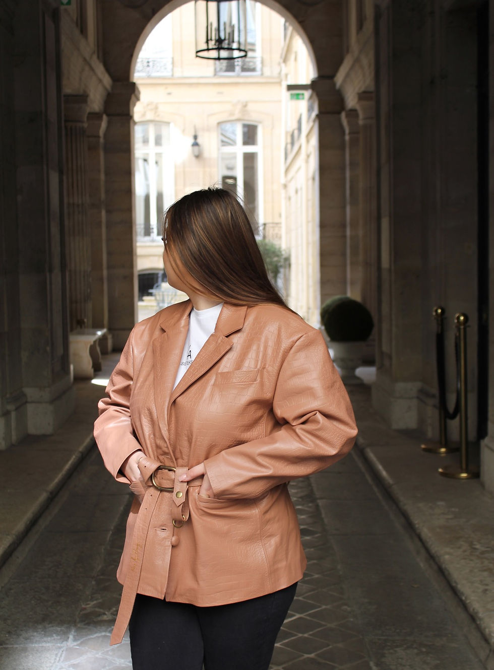 Thumbnail: Oversized croco leather blazer