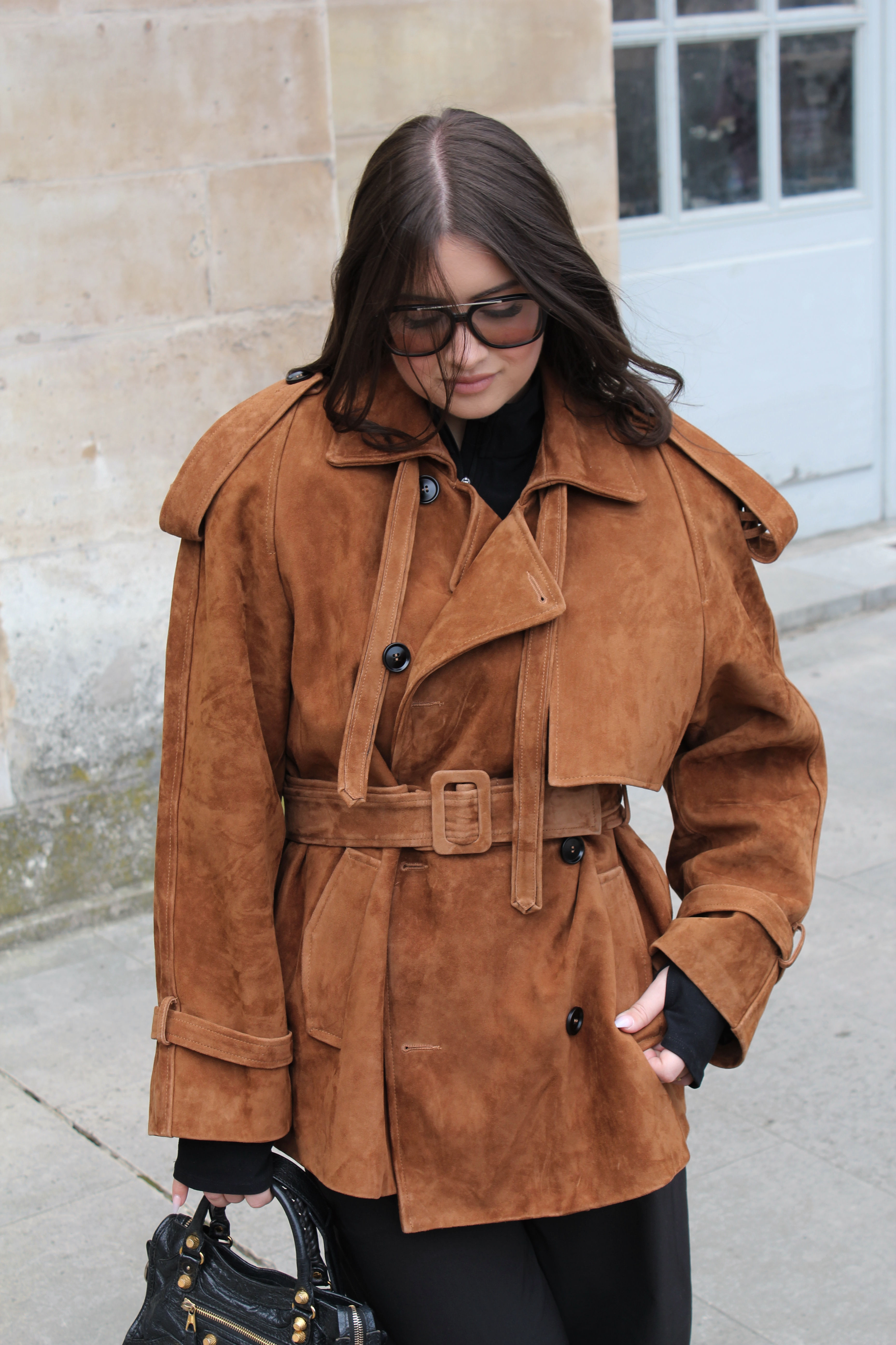 Statement suede trench coat