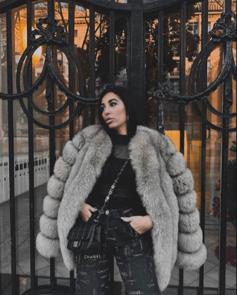 Fox fur lined coat top