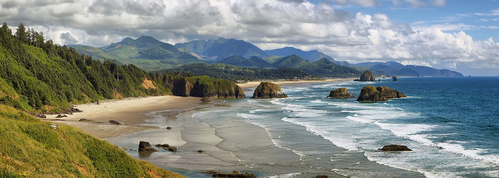 Mountains and Hillside By The Water