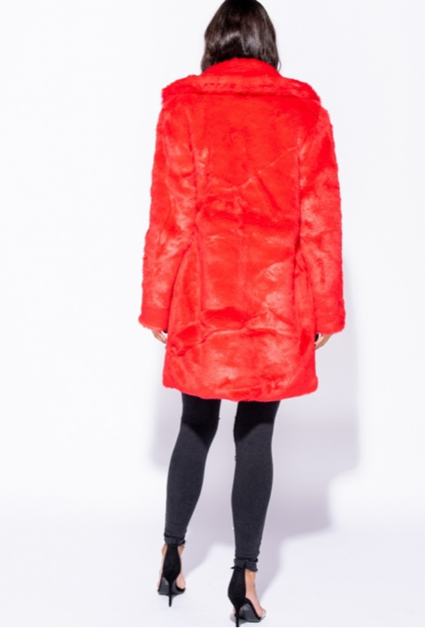 Thumbnail: Mid Length Faux Fur Coat