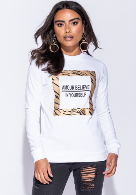 Thumbnail: Amour-Foil Zebra Print Sweatshirt Various Colours