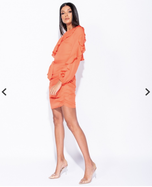 Thumbnail: Ameila Frill Trim Ruching Mini Dress