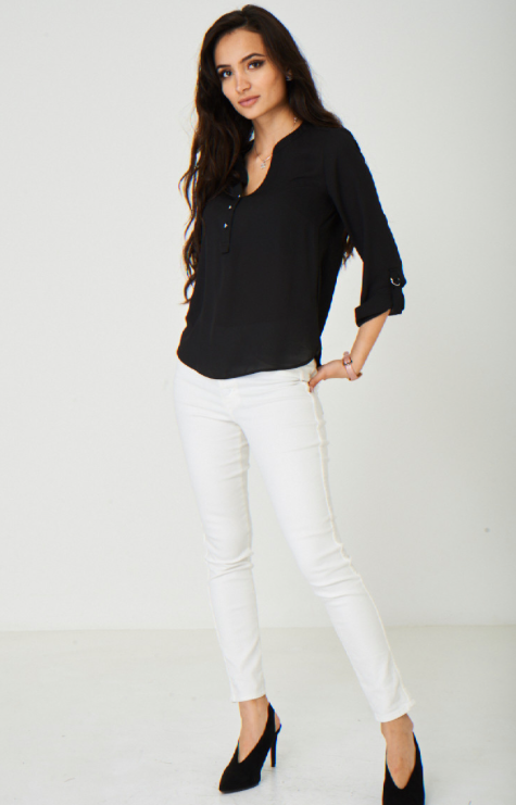 Thumbnail: BLACK CHIFFON TOP EX BRAND