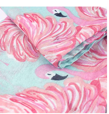 Thumbnail: Flamingo Print Pompom Tassel Scarfs for Women Long Wrap Shawl Scarves