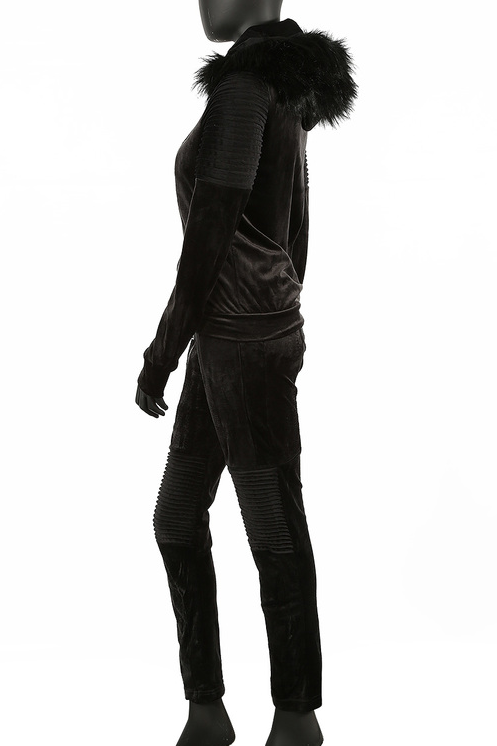 Thumbnail: Sassy Vibes - Fur Hood Velvet Zipper & Trouser Co-Ord