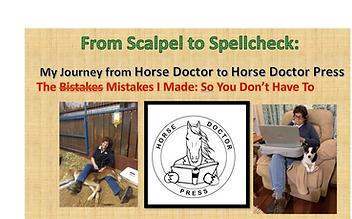 Journey from veterinary work to authorship illustrated with engaging visuals and text.