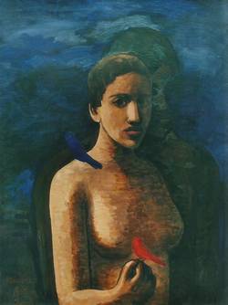 Personnages et deux oiseaux (vendue)