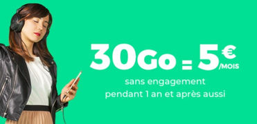 Forfait mobile illimité Red 5 € à vie.