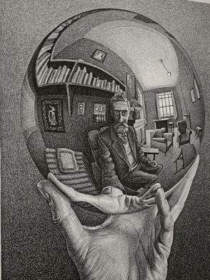 Mano con sfera riflettente, M.C. Escher