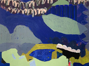 San Antonio Tlatenco at Night, Mixed media on canvas, 2023 painting by Amelia Opalinska