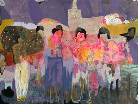 Cuates, Mixed media on canvas, 2023 painting by Amelia Opalinska