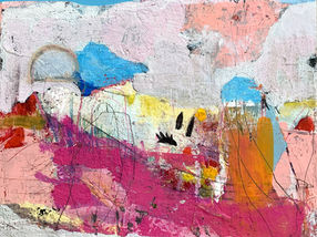 Sunbathers and Fishermen, Mixed media on canvas, 2022 painting by Amelia Opalinska