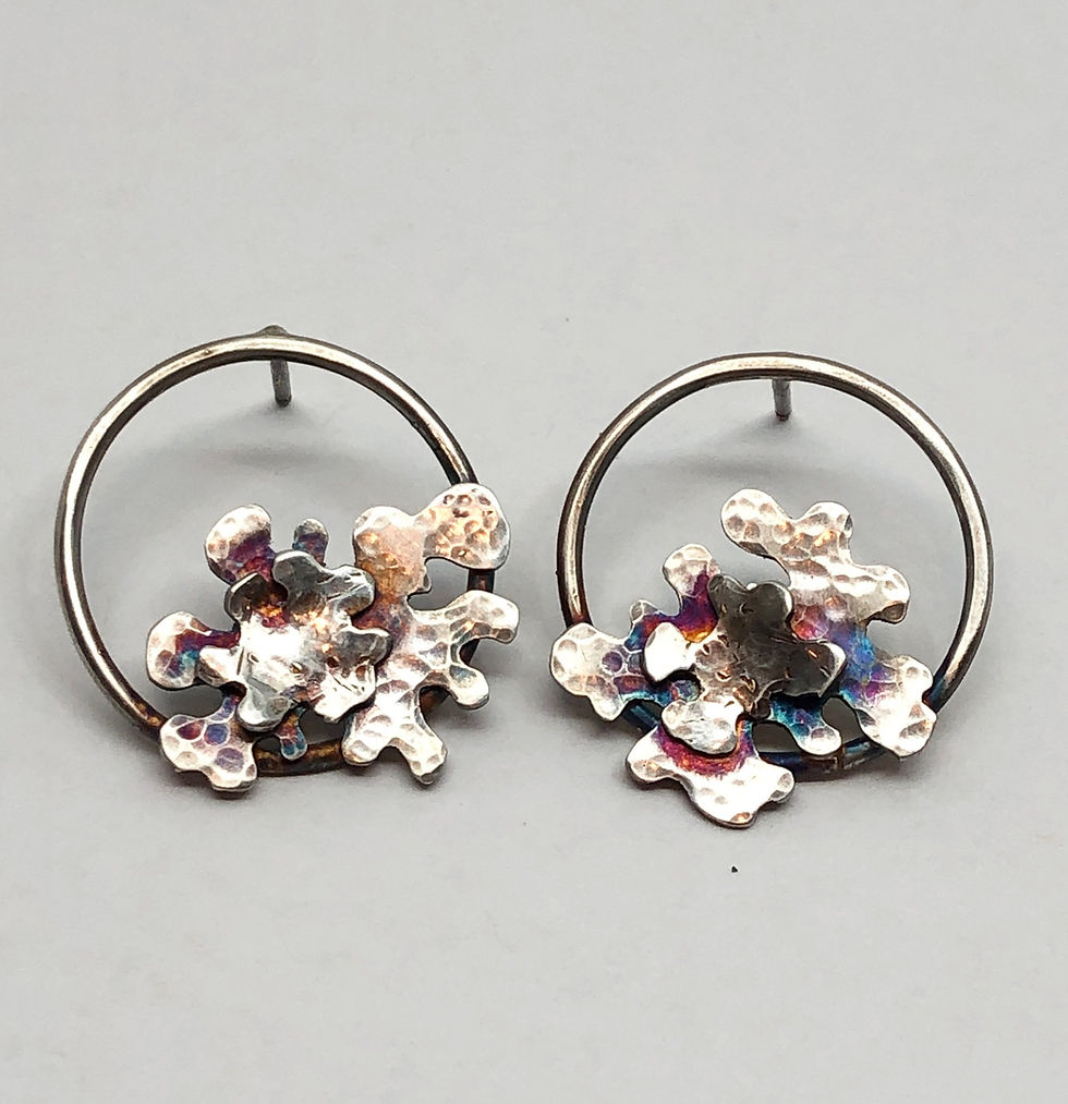 Thumbnail: Silver Lichen Hoop Earrings