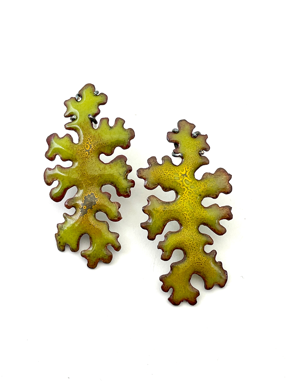 Green and Marigold Lichen Earrings