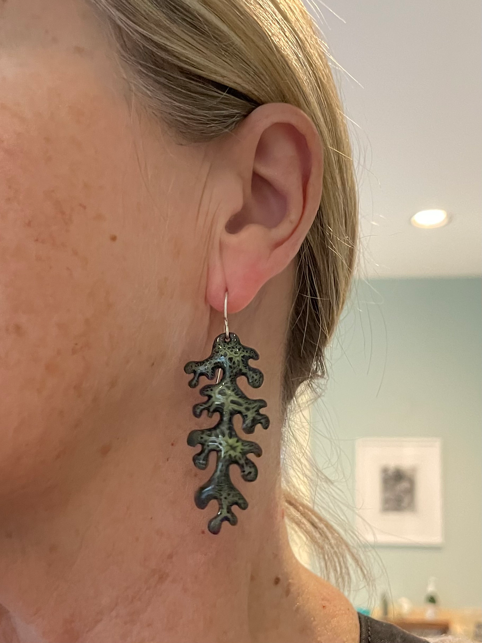 Thumbnail: Green and Black Lichen Earrings