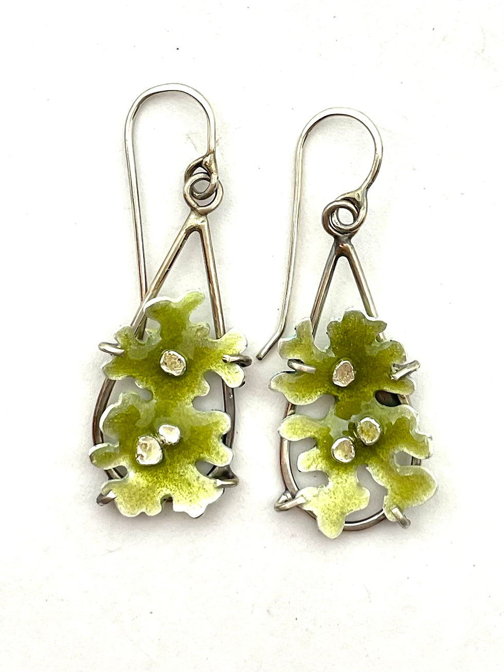 Thumbnail: Enamel Lichen Drop Earrings