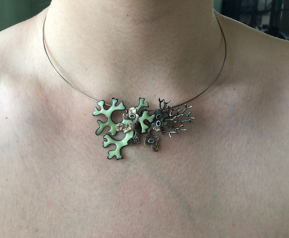 Thumbnail: Silver and Enamel Lichen Necklace