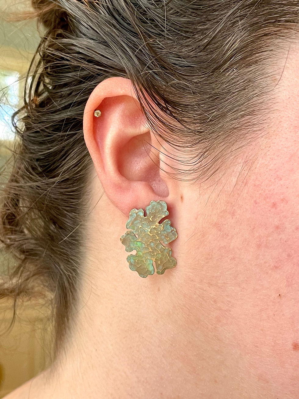Thumbnail: Brass Lichen Stud Earrings 