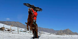 Mongolian kazakh horseman eagle hunter