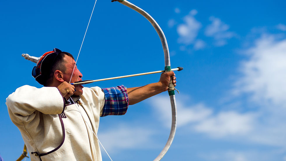 Traditional Mongolian archery at Naadam Festival 2026.