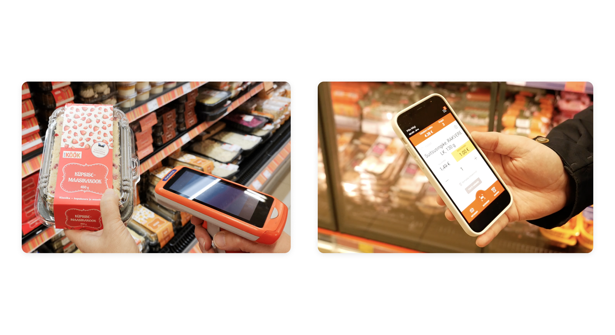 User are using scanner and mobile phone in shopping mall