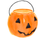 Thumbnail: Orange pumpkin-shaped Halloween bucket with black eyes and a handle on white background.
