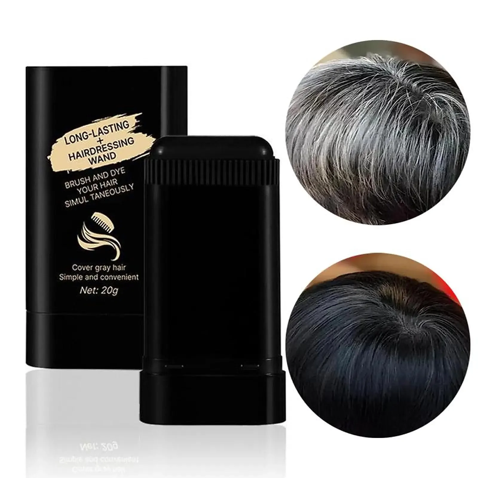 Temporary hair dye comb pen with packaging set on black surface