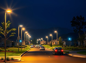 Photorealistic night scene  main communi