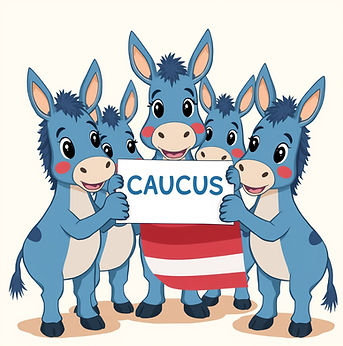 several cute blue donkeys holding a caucus .jpg