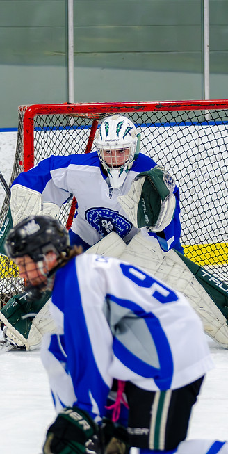 Hockey Goalie Focused on Puck