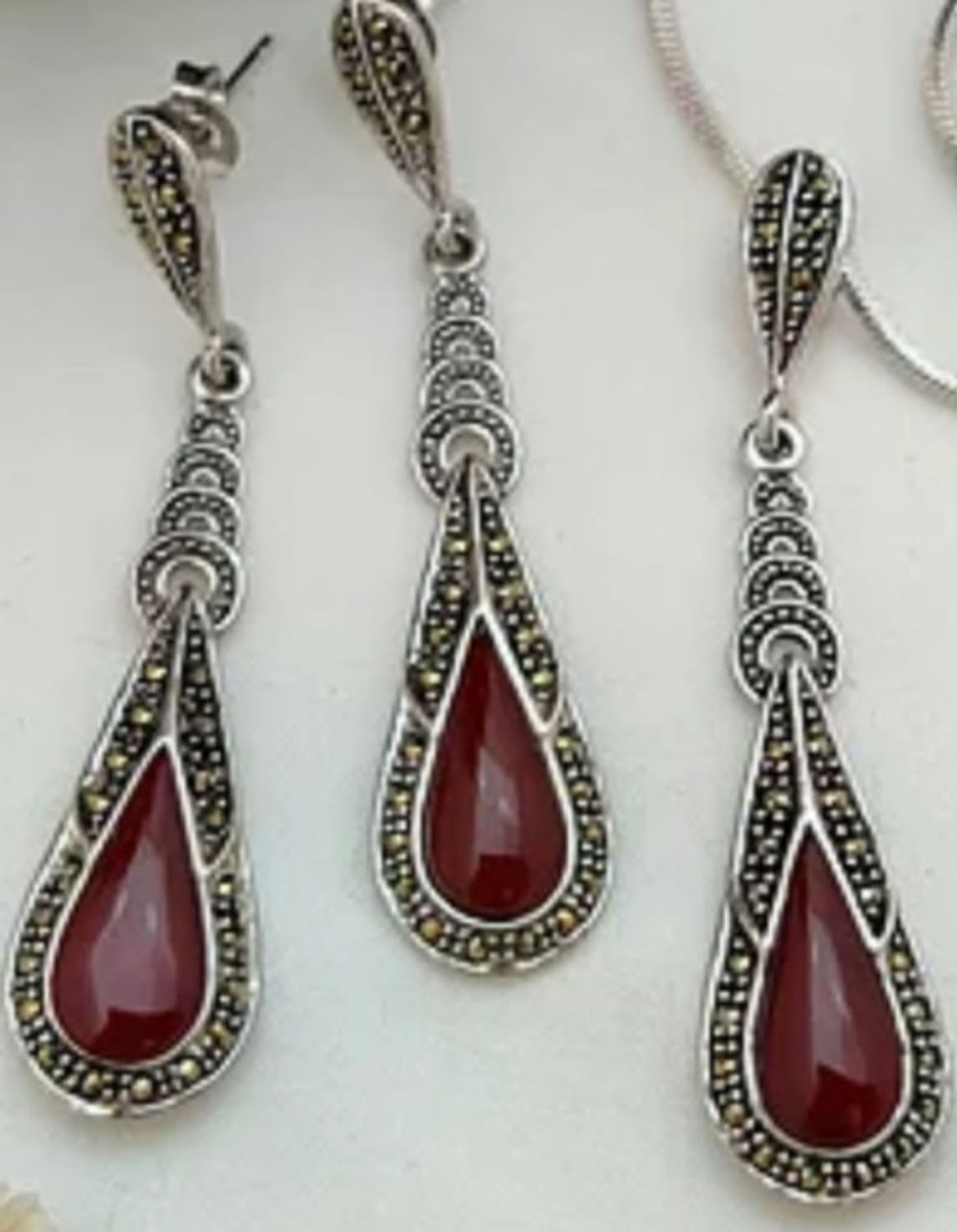 Sterling Silver Marcasite Pendant set