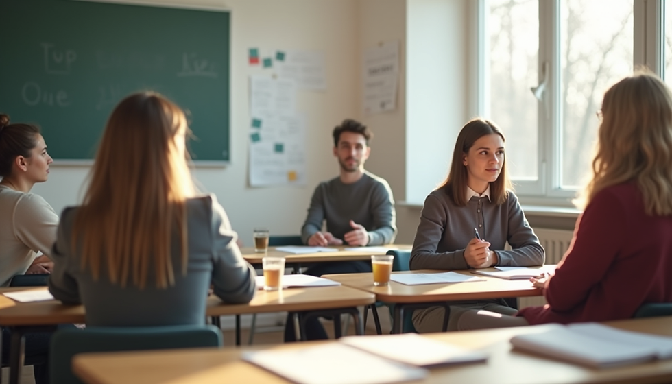Classroom setup for German learning at Inspire Education