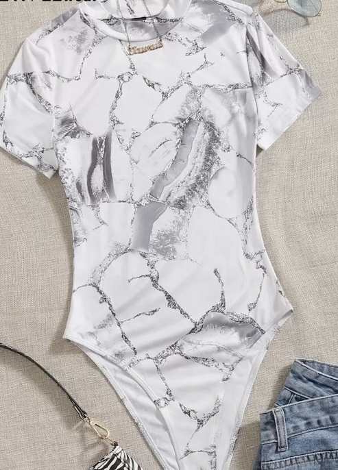 Marble Print Bodysuit