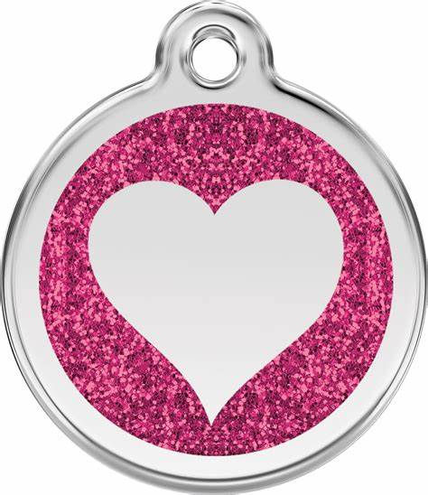 Thumbnail: Red Dingo Glitter Heart Enamel on Stainless Steel Dog ID Tag