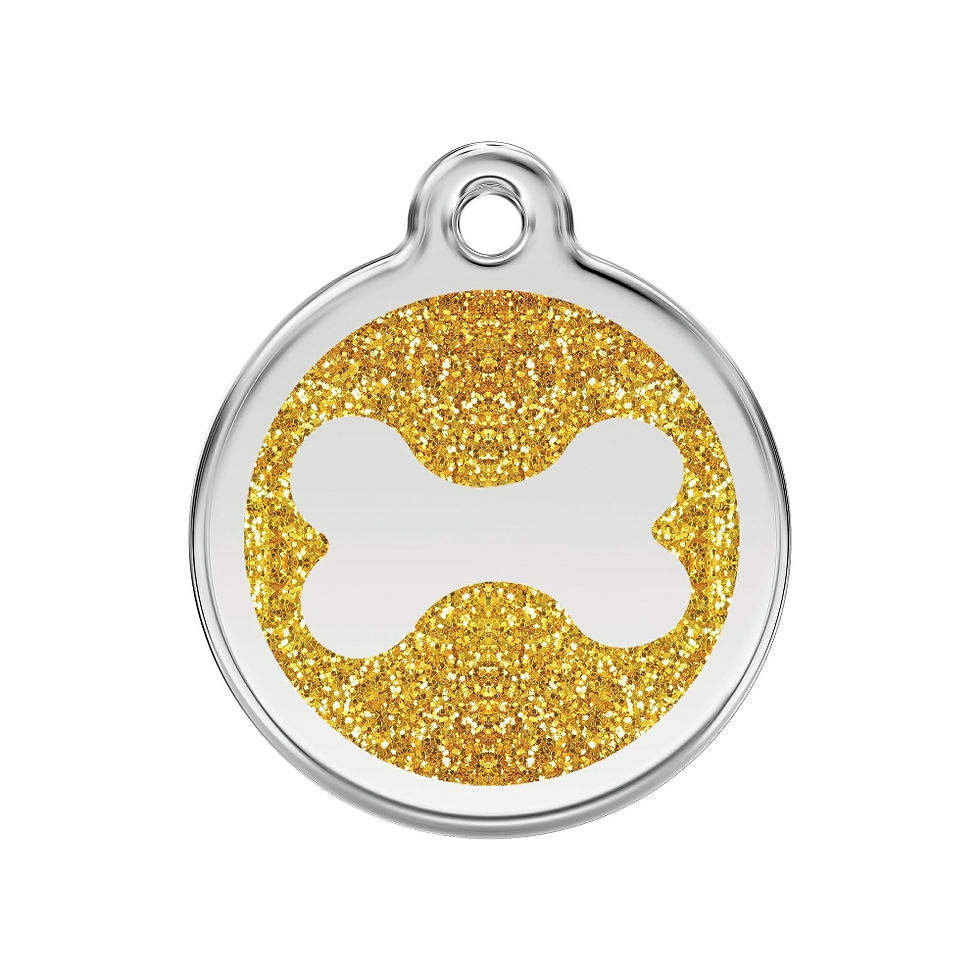 Thumbnail: Red Dingo Glitter Bone Enamel on Stainless Steel Dog ID Tag