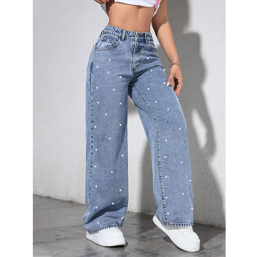 Thumbnail: Pearl Grace Wide-Leg Jeans