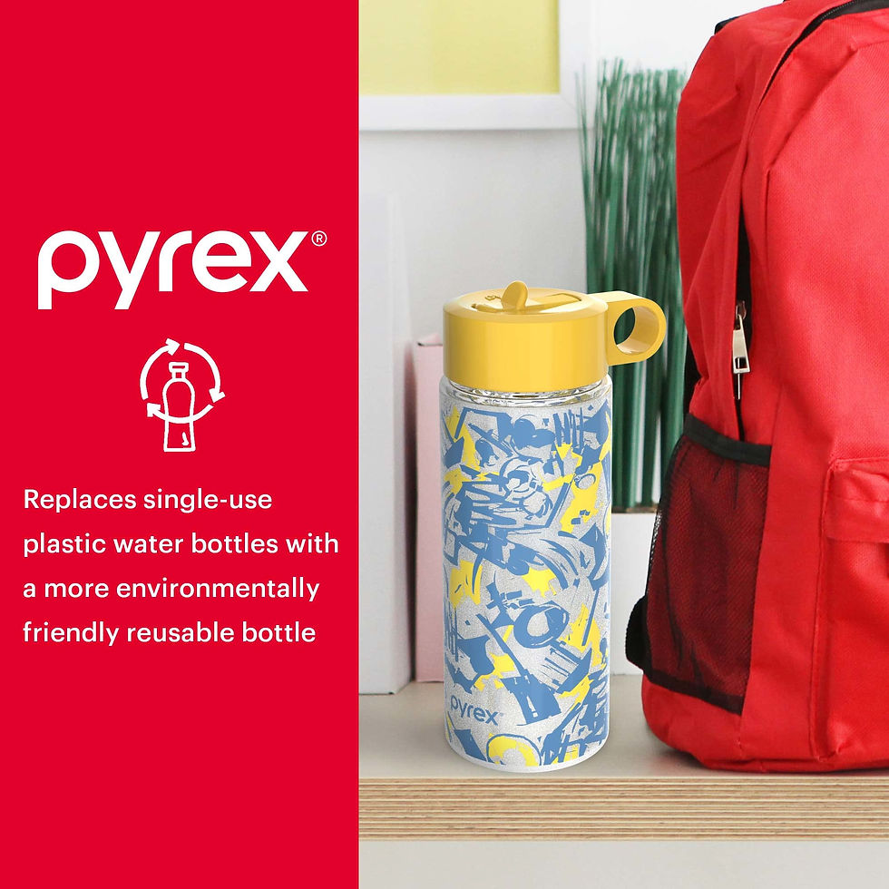 Thumbnail: Pyrex 17.5-Oz Color Changing Glass Water Bottle with Silicone Coating