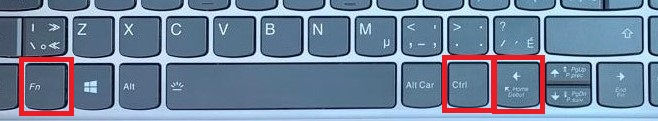 Image highlighting the keyboard letters 'Ctrl' and 'Home' enclosed within a striking red square