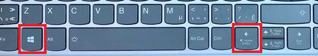 Image highlighting the keyboard letters 'Windows' and 'Left Arrow' enclosed within a striking red square
