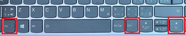 Image highlighting the keyboard letters 'Ctrl' and 'End' enclosed within a striking red square
