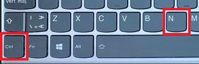 Image highlighting the keyboard letters 'Ctrl' and 'N' enclosed within a striking red square