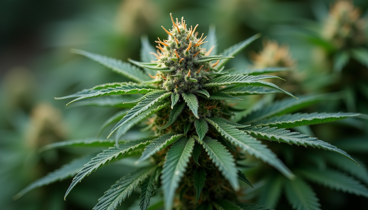 Close-up view of fresh cannabis flower showing trichomes