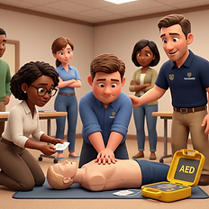 Instructor supervising student performing CPR at BLS training