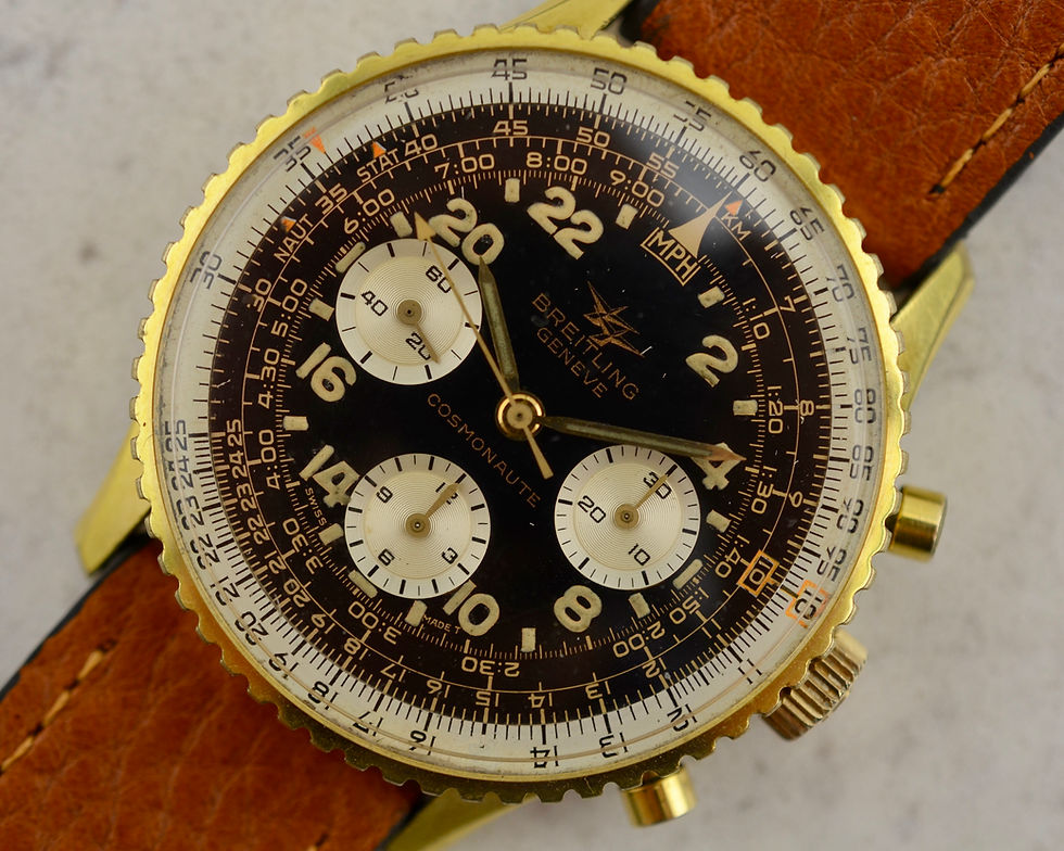 Thumbnail: Breitling Cosmonaute 809 Chronograph, "boxed 10", in gold