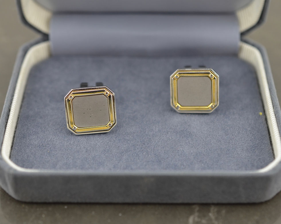 Thumbnail: Longines two-tone silver and gold cufflinks in box