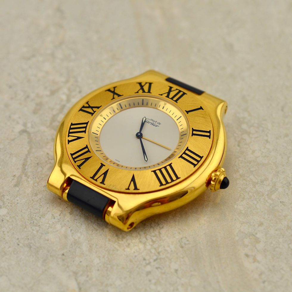 Thumbnail: Cartier must de 21 travel alarm desk clock with pouch