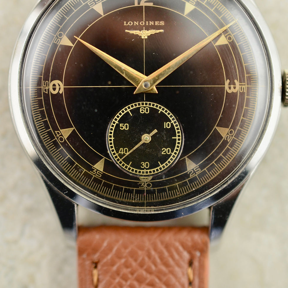Thumbnail: Longines Jumbo Calatrava, black sector dial ref. 6334 in steel