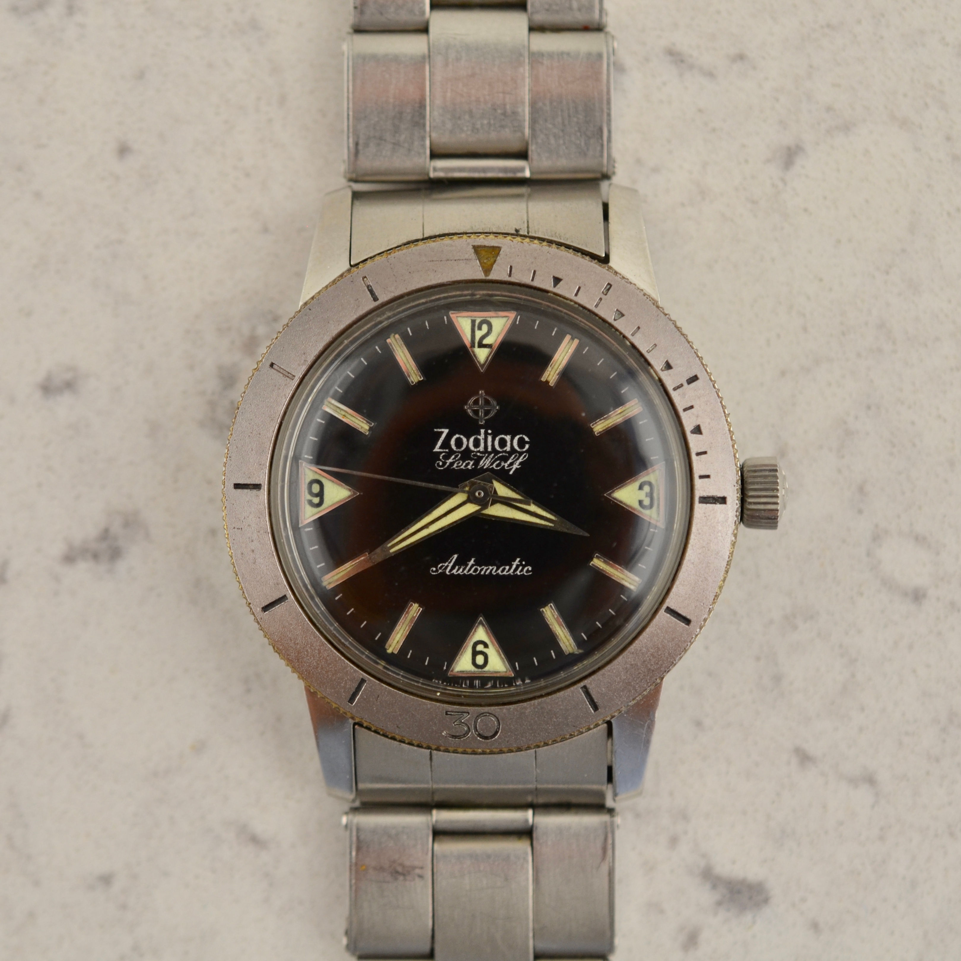 Zodiac SeaWolf Automatic, rivet bracelet, in stainless steel