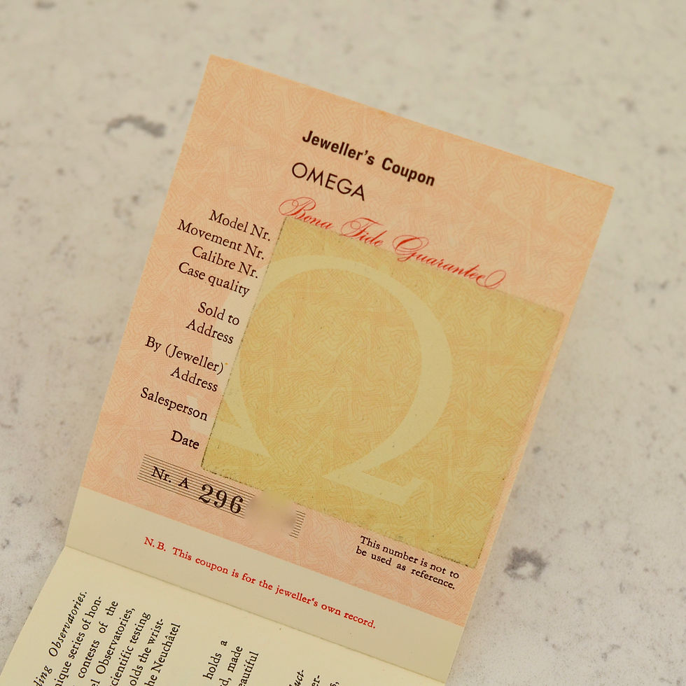 Thumbnail: Omega unfilled Bona Fide Guarantee booklet for vintage models